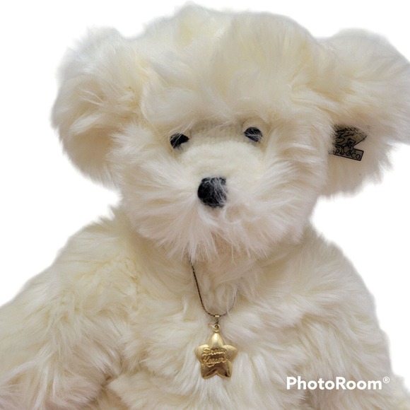 Annette Funicello Jointed White Teddy Bear Bunny Rabbit Slippers Heart Chain 13" - Picture 2 of 10